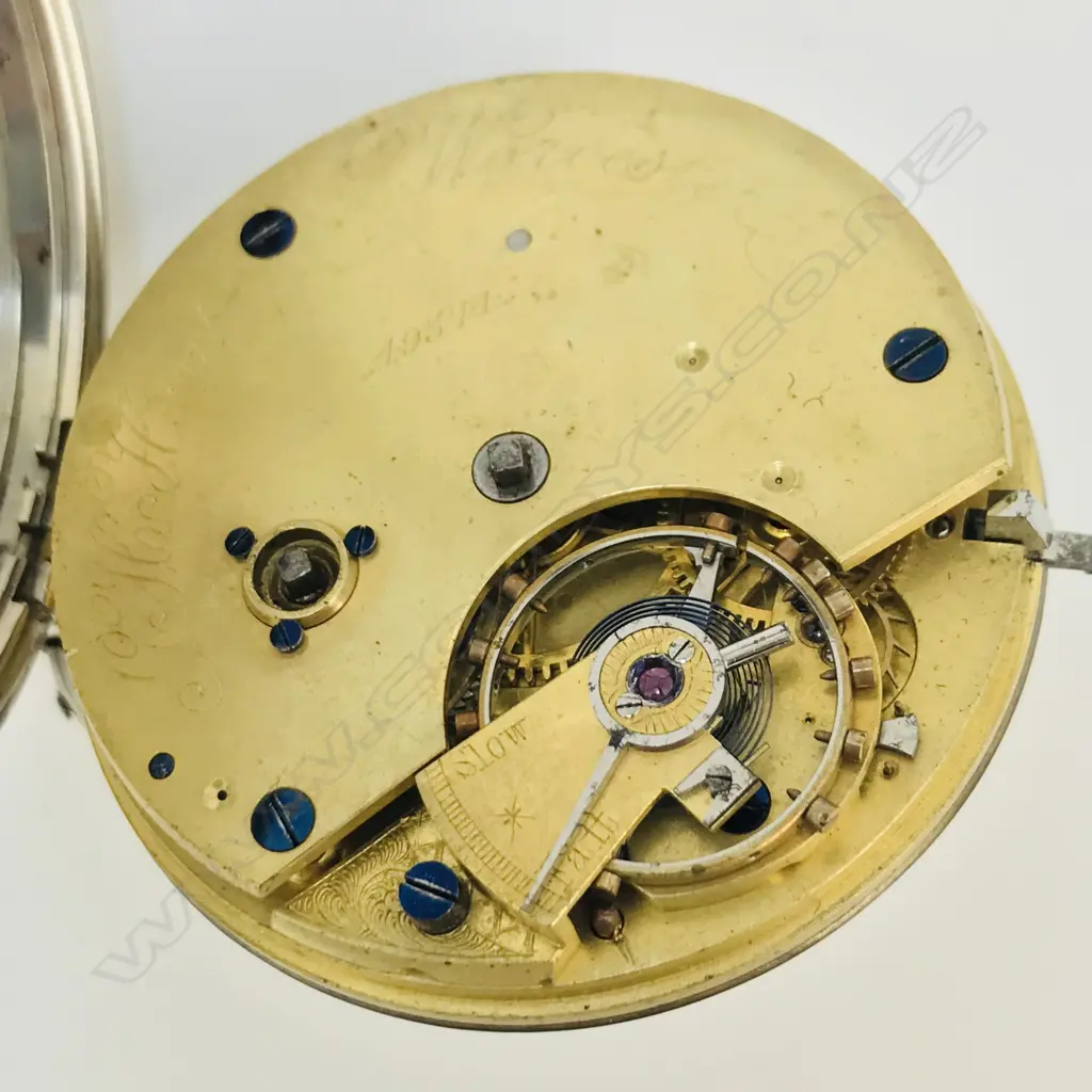 Victorian silver, open face pocket watch by G. H. Hunt, Worcester, number 49374, with power reserve dial, Image 1++