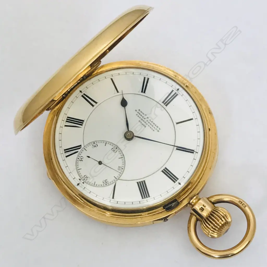 Victorian 18ct gold hunter pocket watch, by Edward F Ashley, 2 Green Terrace, Clerkenwell, number 05039, Image 1++