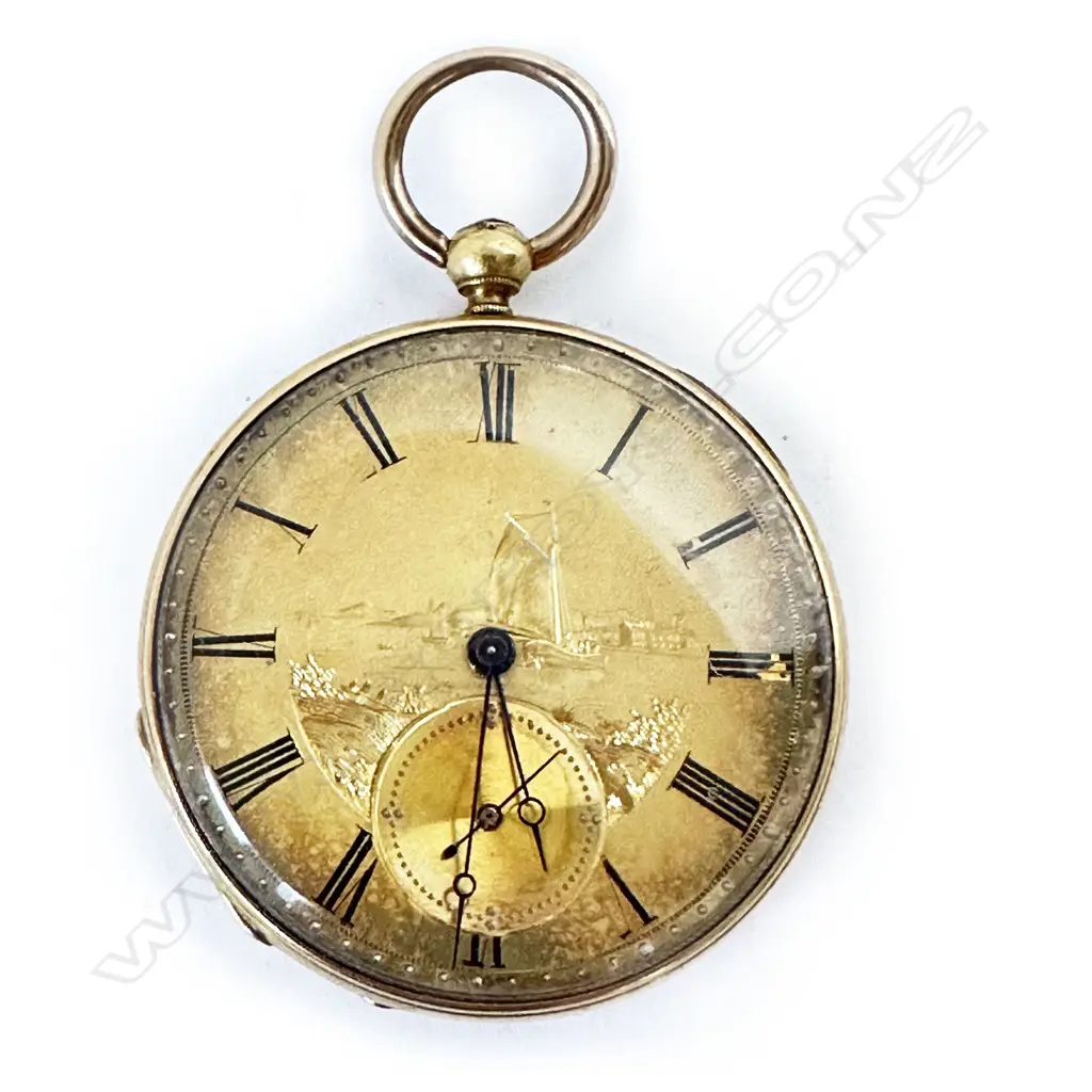 Swiss unmarked gold, lady’s open face, keywind, pocket watch, c.1860, Image 1++