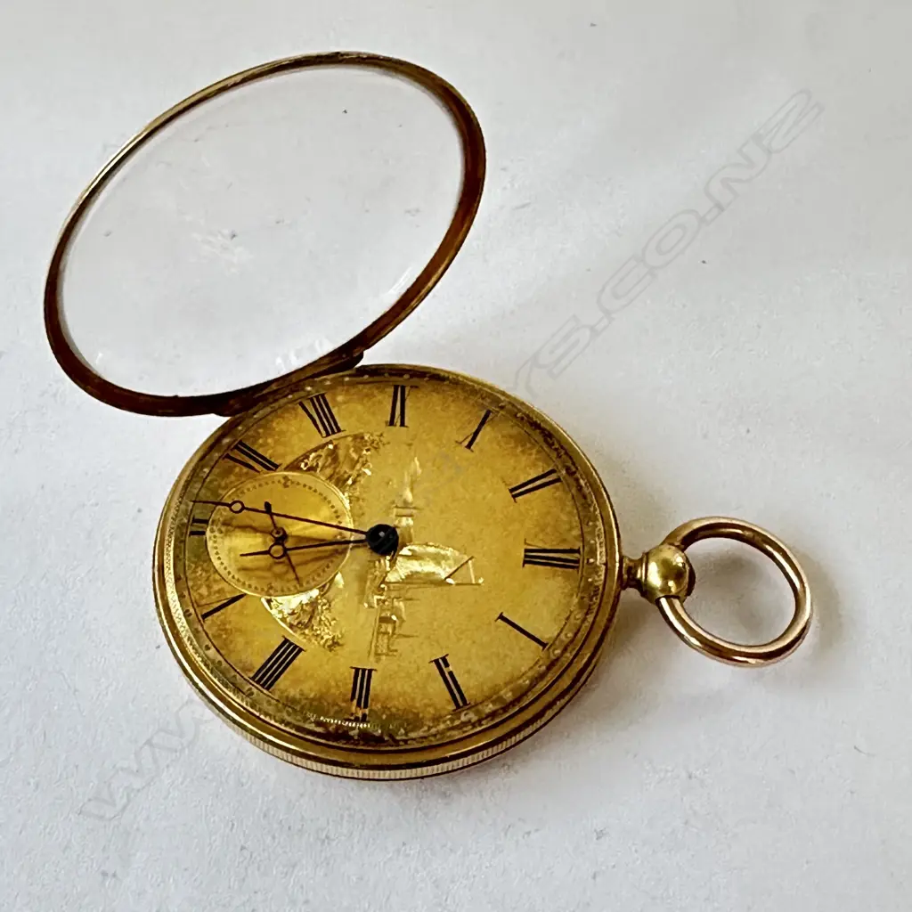 Swiss unmarked gold, lady’s open face, keywind, pocket watch, c.1860, Image 1++