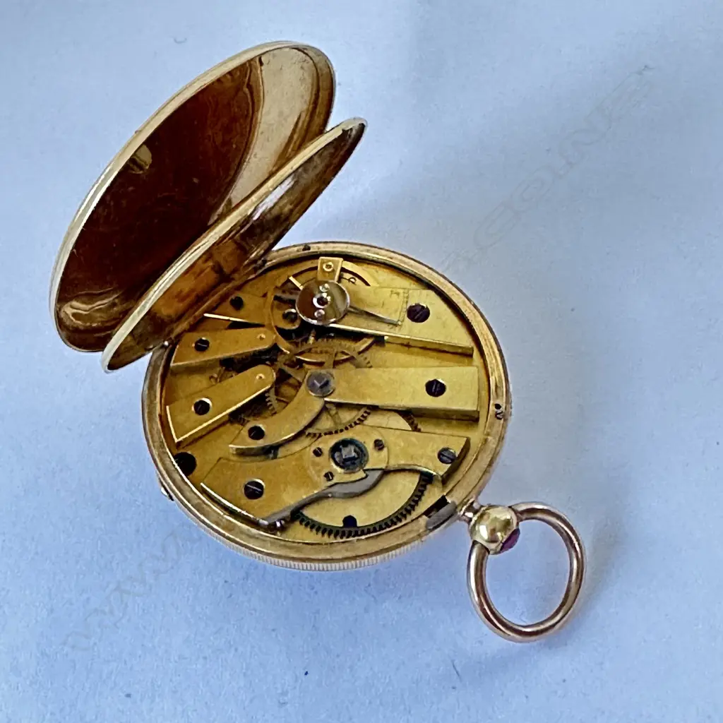 Swiss unmarked gold, lady’s open face, keywind, pocket watch, c.1860, Image 1++