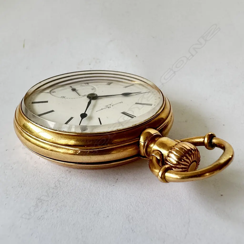 18ct Gold open face Pocket Watch - Edouard Perregaux, Locle, number 7191, Image 1++