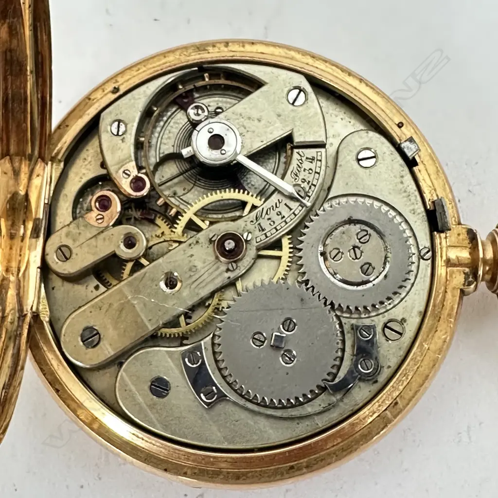 18ct Gold open face Pocket Watch - Edouard Perregaux, Locle, number 7191, Image 1++