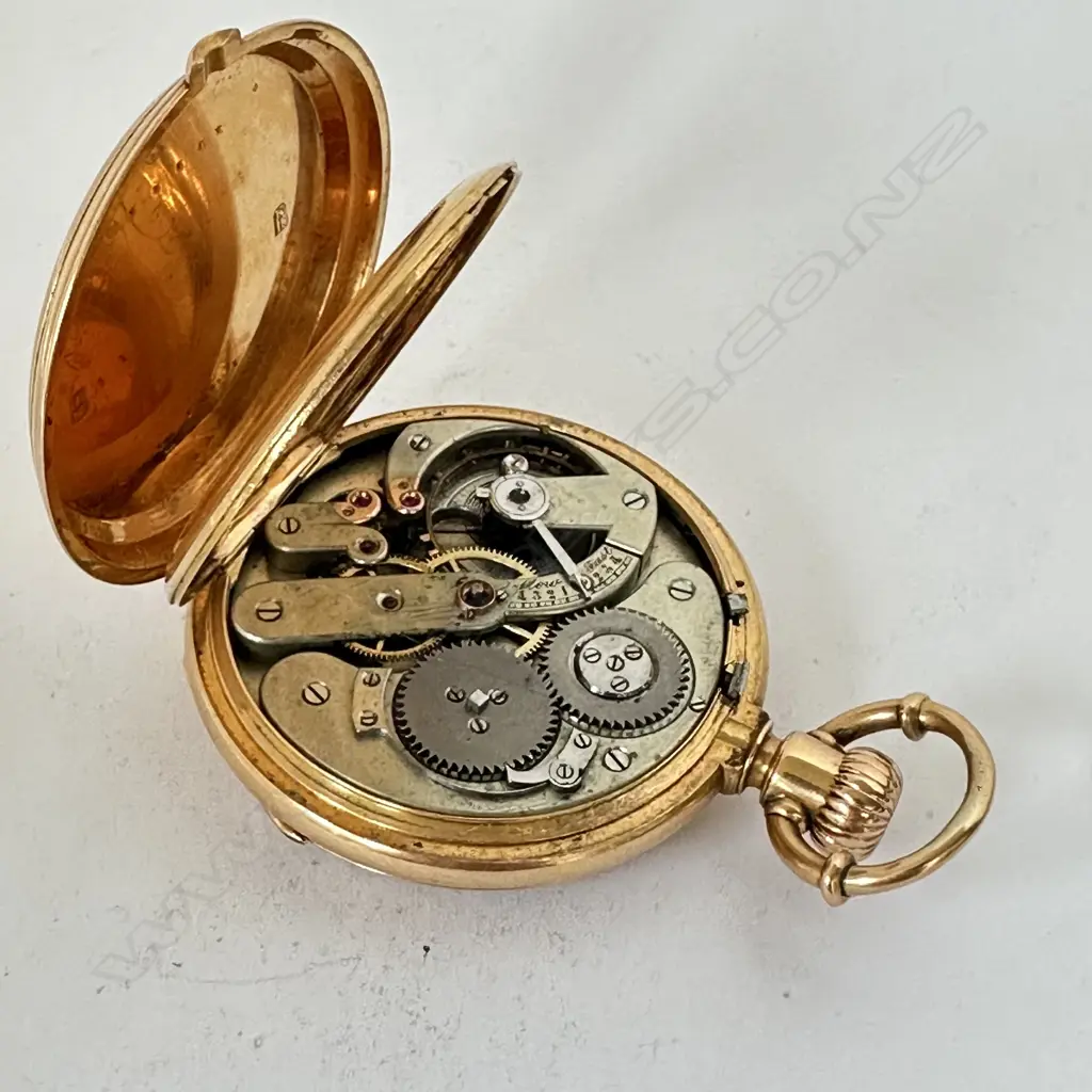 18ct Gold open face Pocket Watch - Edouard Perregaux, Locle, number 7191, Image 1++