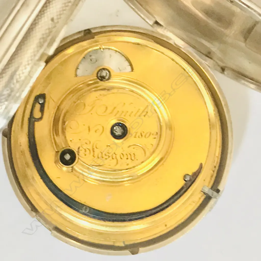 Victorian silver hunter pocket watch by J. Smith, Glasgow, number 1802. Image 1++