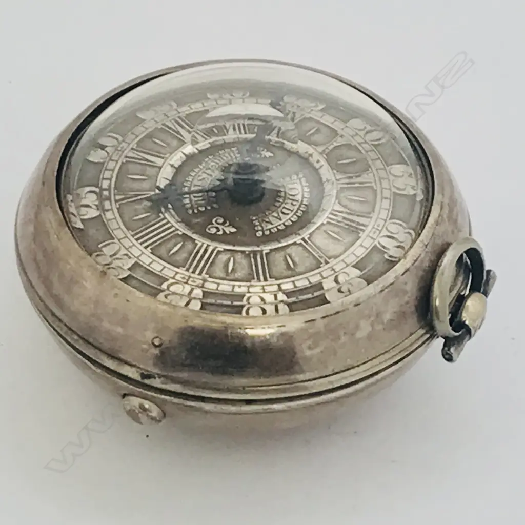 George II silver pair case pocket watch by Jonathan Jordan, Bristol, Image 1++