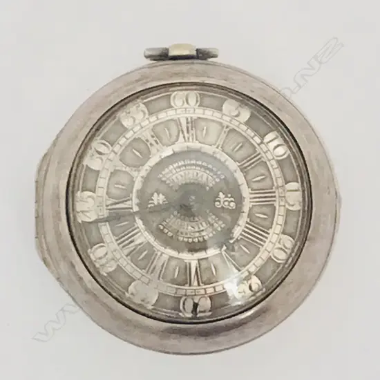 George II silver pair case pocket watch by Jonathan Jordan, Bristol,