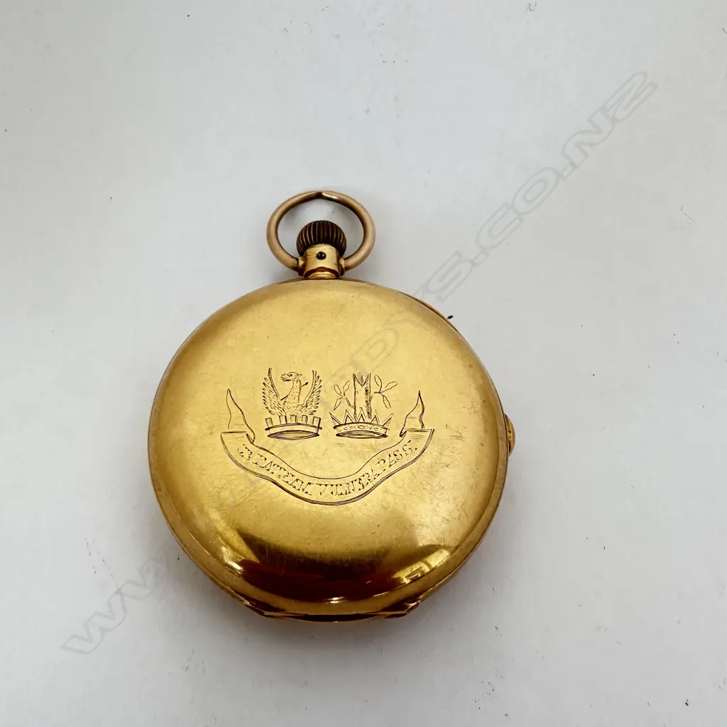 18ct gold hunter pocket watch, with Swiss chronograph movement Image 1++