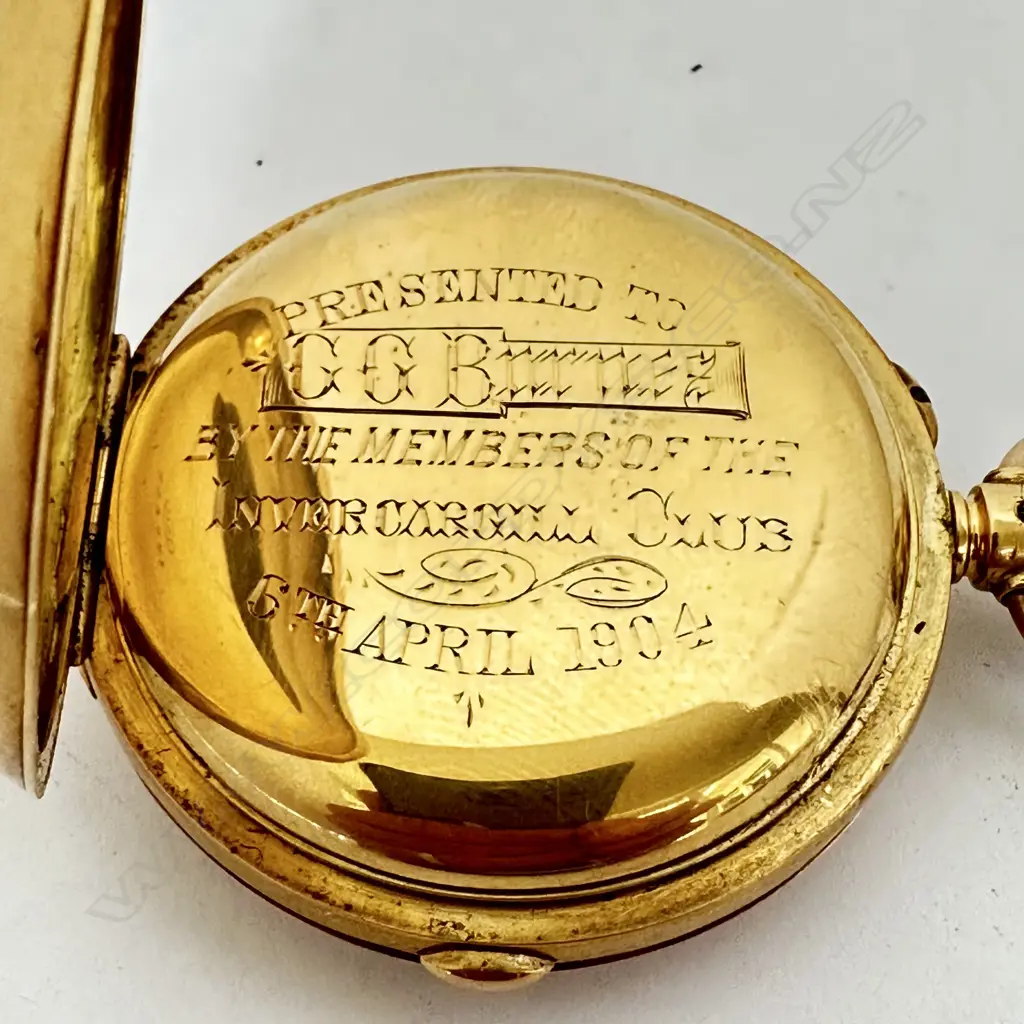 18ct gold hunter pocket watch, with Swiss chronograph movement Image 1++