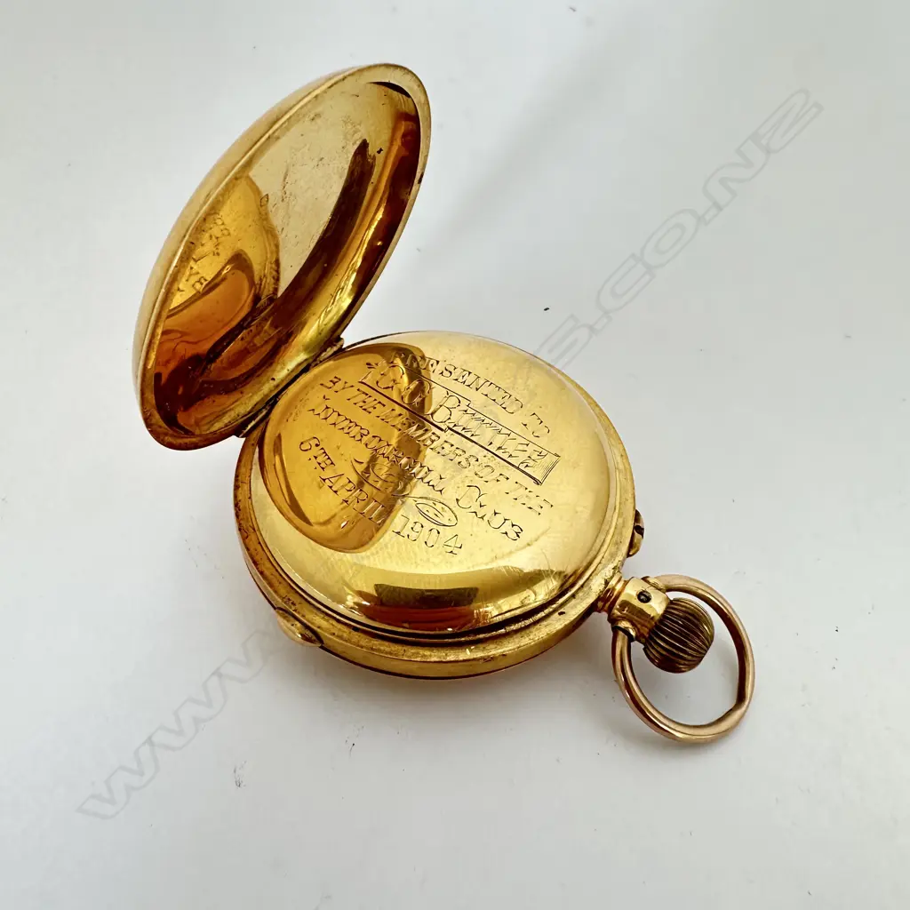 18ct gold hunter pocket watch, with Swiss chronograph movement Image 1++