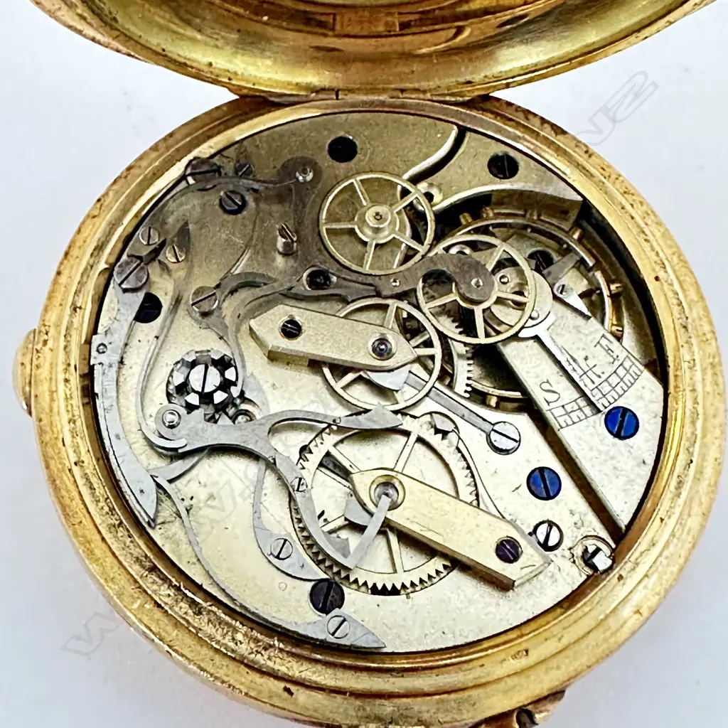 18ct gold hunter pocket watch, with Swiss chronograph movement Image 1++