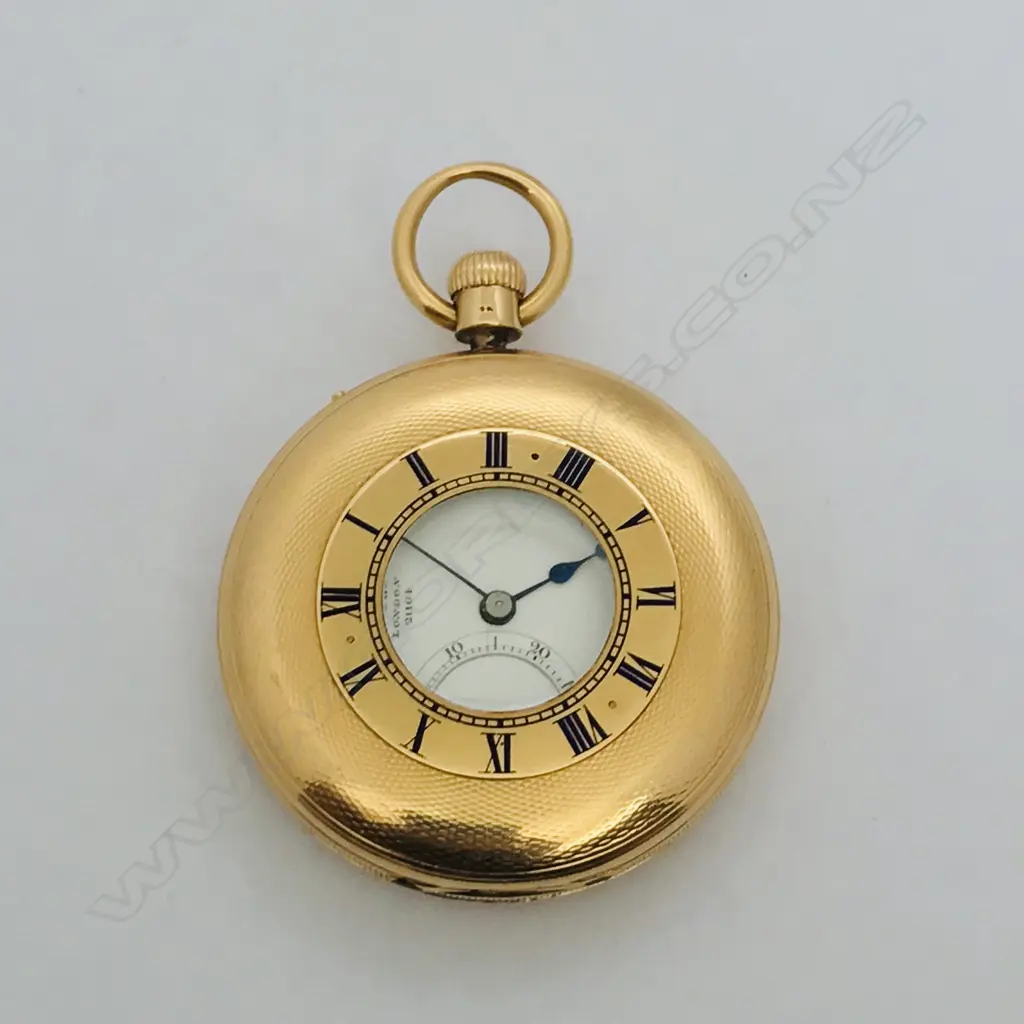 18ct Gold half hunter pocket watch, signed E.J Dent, London, number 21164 Image 1++