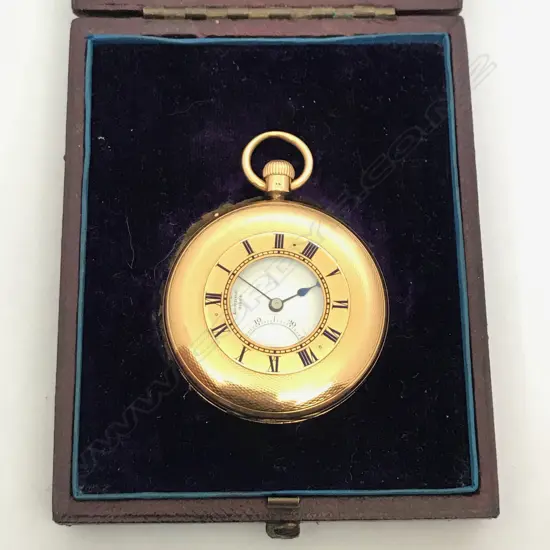 18ct Gold half hunter pocket watch, signed E.J Dent, London, number 21164