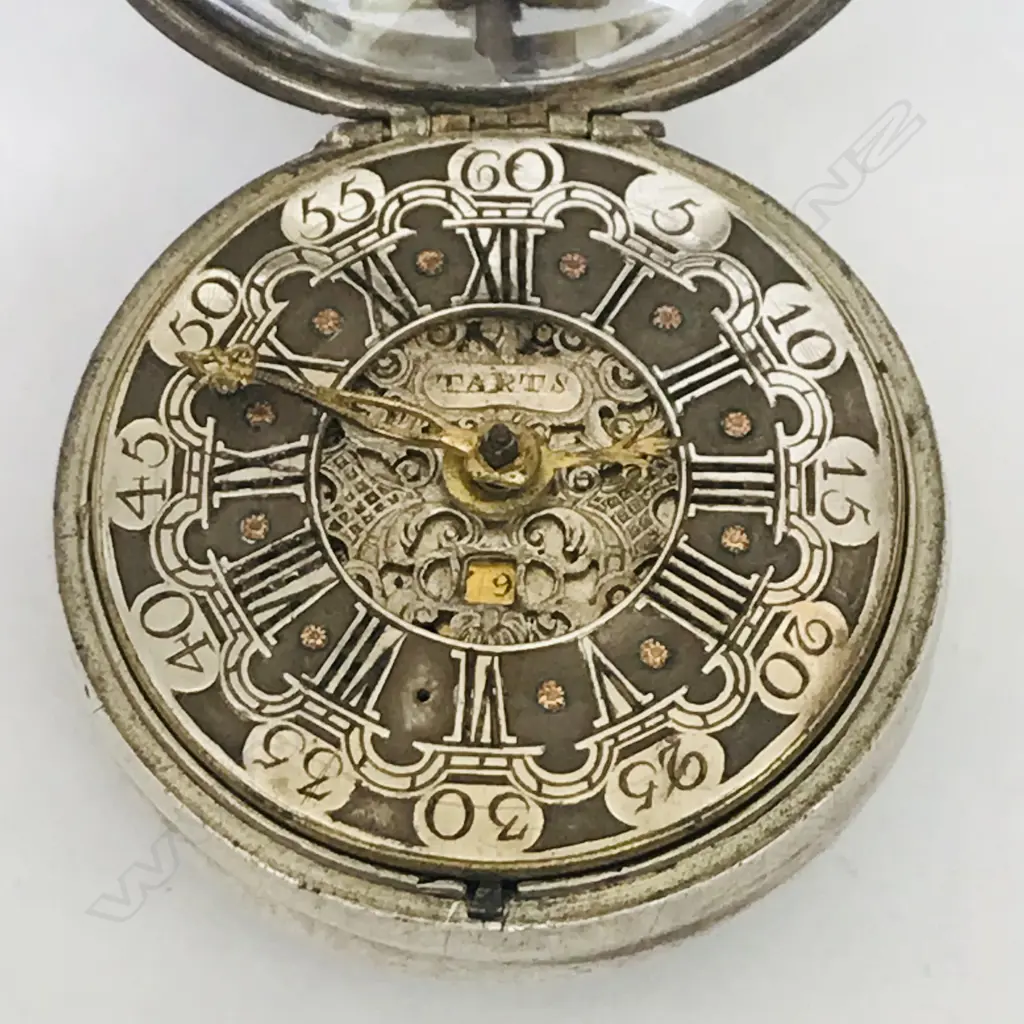 A George III silver pair cased pocket watch by J. Tarts of London (active 1755-90). Image 1++