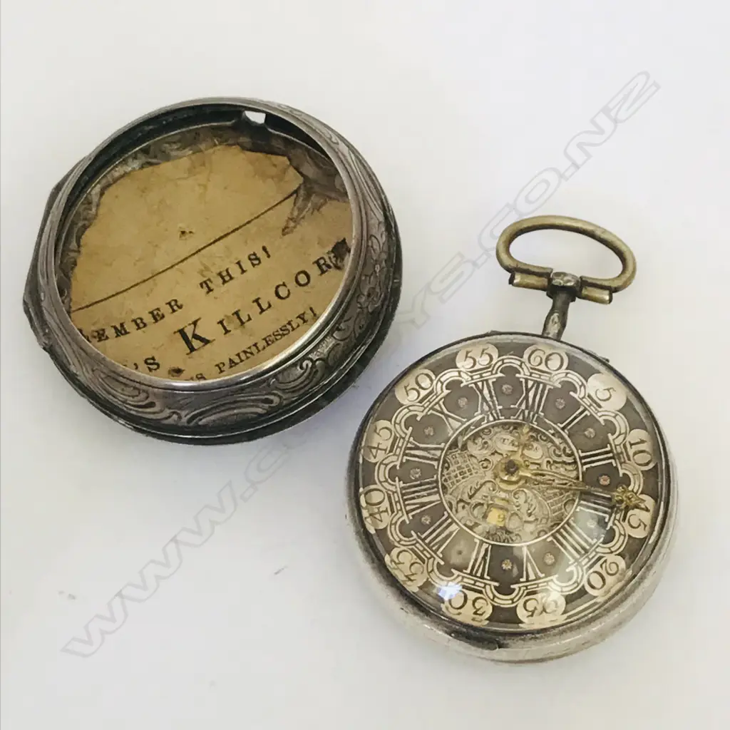 A George III silver pair cased pocket watch by J. Tarts of London (active 1755-90). Image 1++