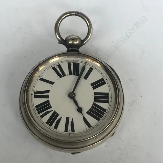 European 0.935 silver cased open face eight day pocket watch,