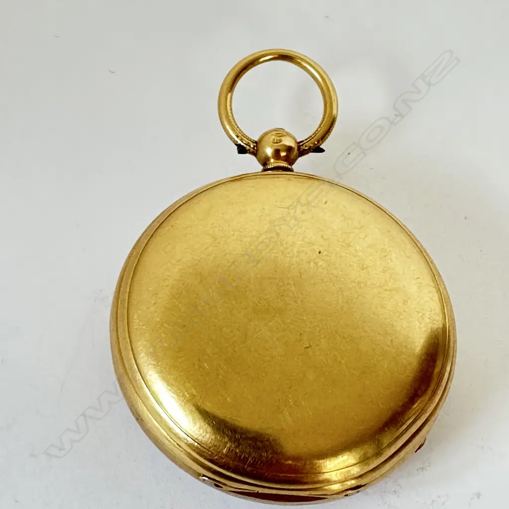 Victorian 18ct gold open face pocket watch with power reserve dial, number 73816 Image 1++