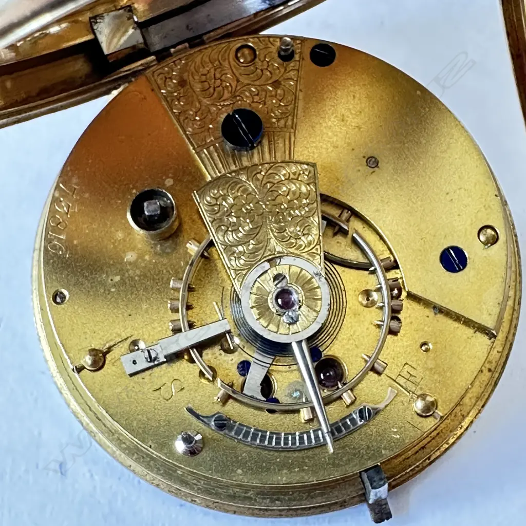 Victorian 18ct gold open face pocket watch with power reserve dial, number 73816 Image 1++