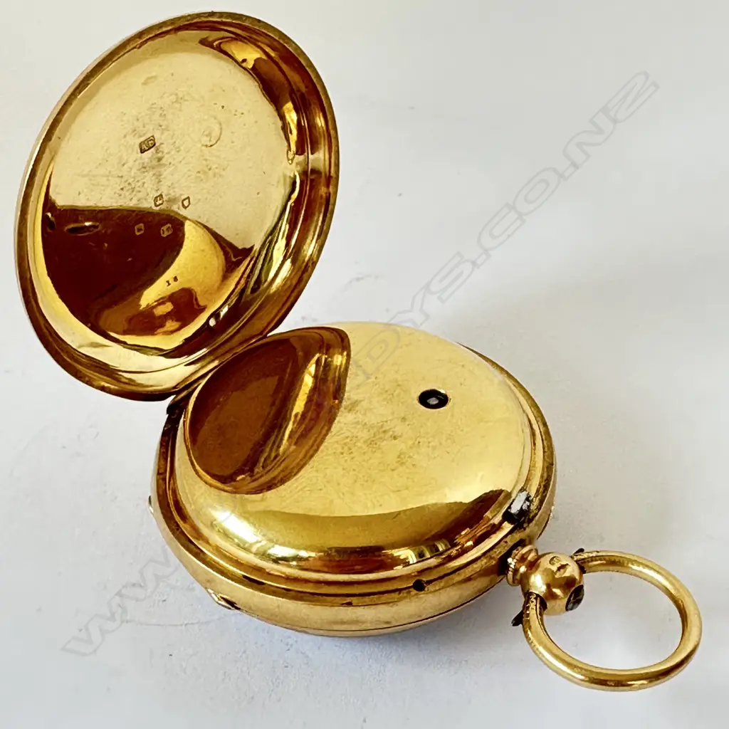Victorian 18ct gold open face pocket watch with power reserve dial, number 73816 Image 1++