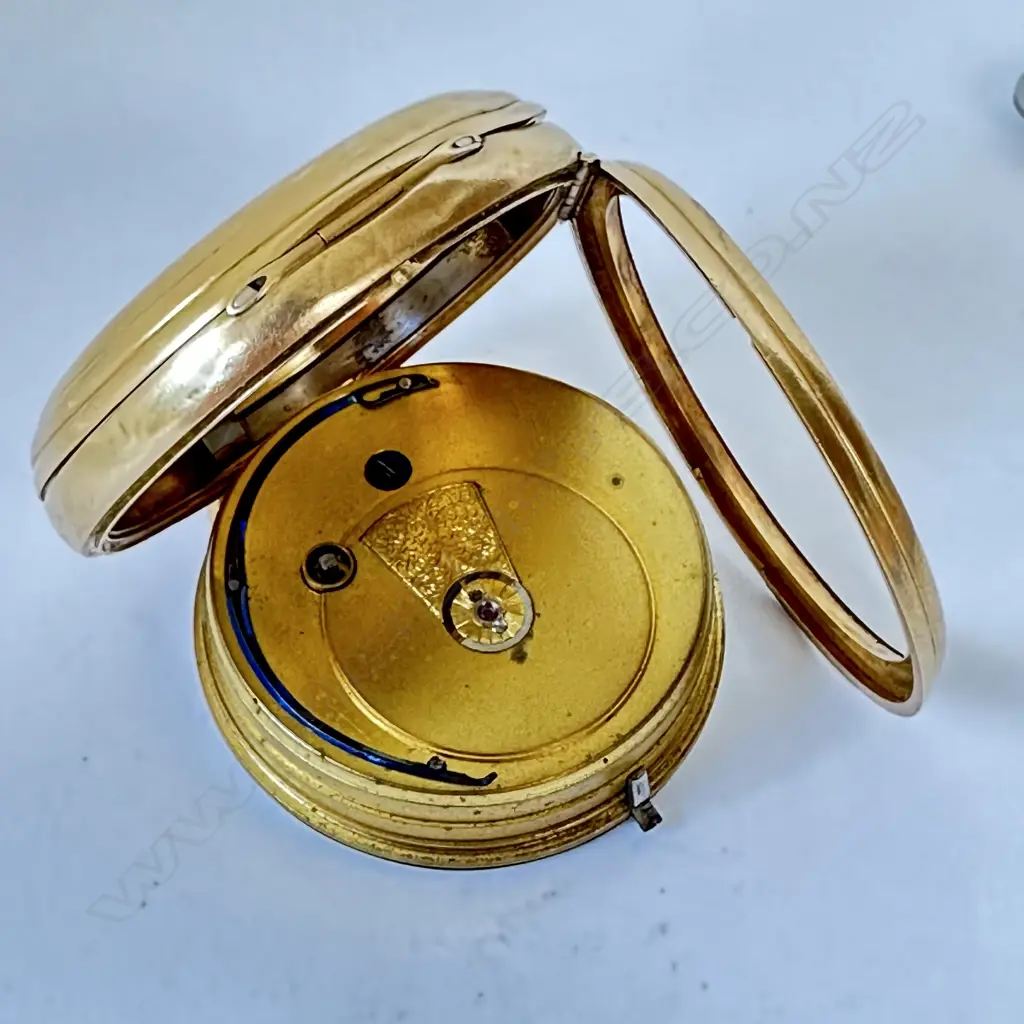 Victorian 18ct gold open face pocket watch with power reserve dial, number 73816 Image 1++