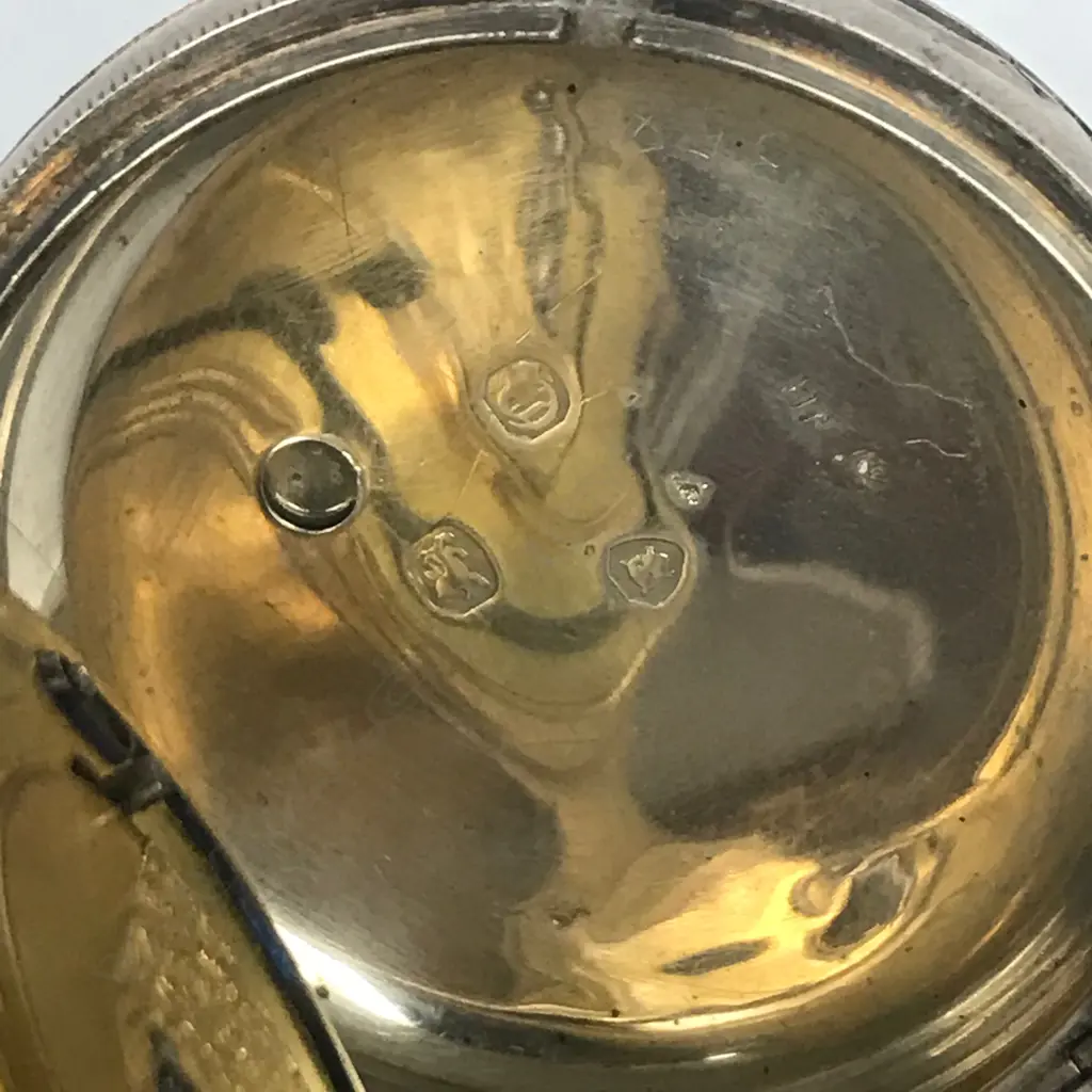 Silver open face, English cylinder, pocket watch by J. T. Ratcliffe, London, number 8709, Image 1++