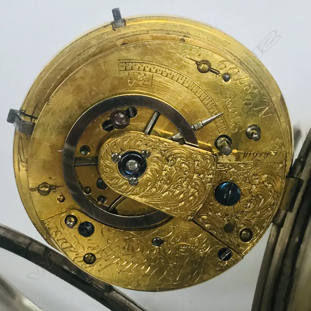 Silver open face, English cylinder, pocket watch by J. T. Ratcliffe, London, number 8709, Image 1++