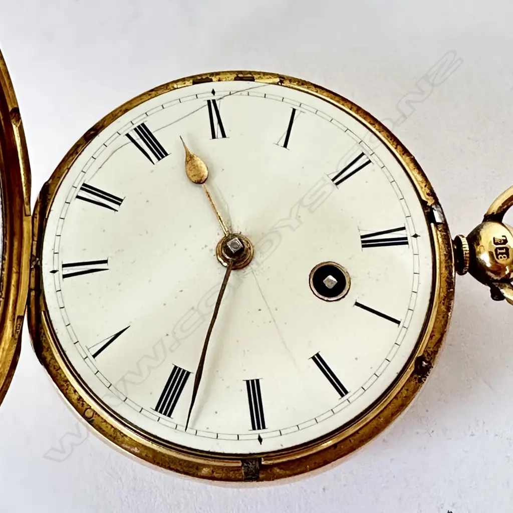 18ct gold open face, English cylinder, pocket watch by Peter McDonald, London, number 287, Image 1++