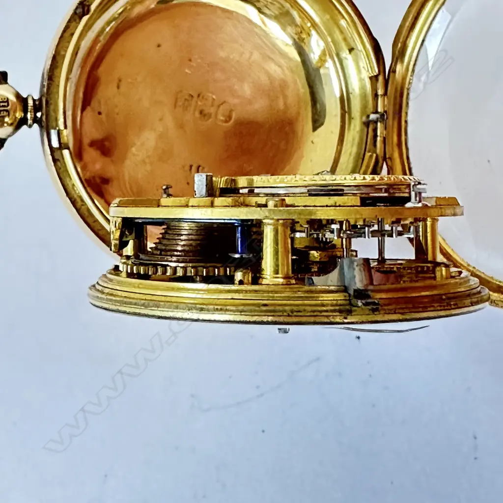 18ct gold open face, English cylinder, pocket watch by Peter McDonald, London, number 287, Image 1++