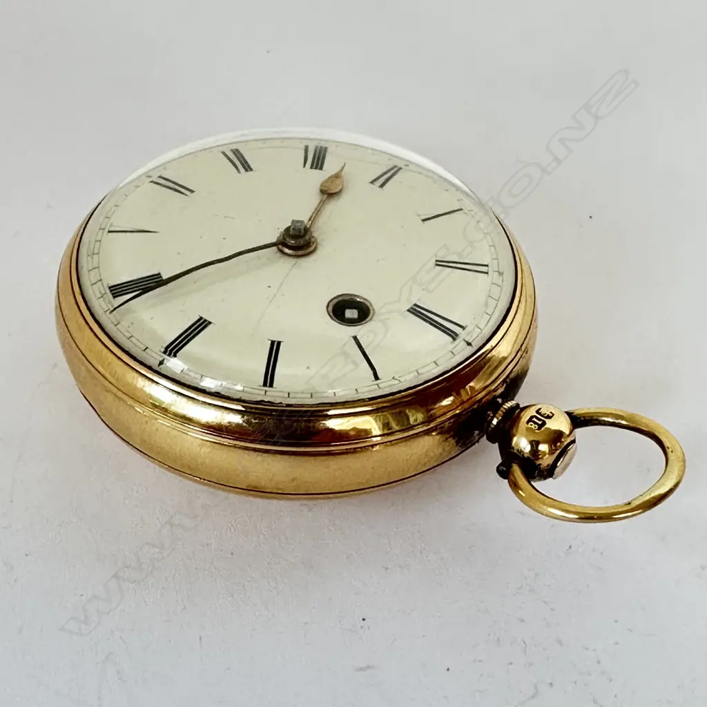 18ct gold open face, English cylinder, pocket watch by Peter McDonald, London, number 287, Image 1++