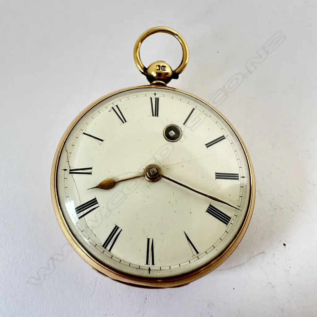 18ct gold open face, English cylinder, pocket watch by Peter McDonald, London, number 287, Image 1++