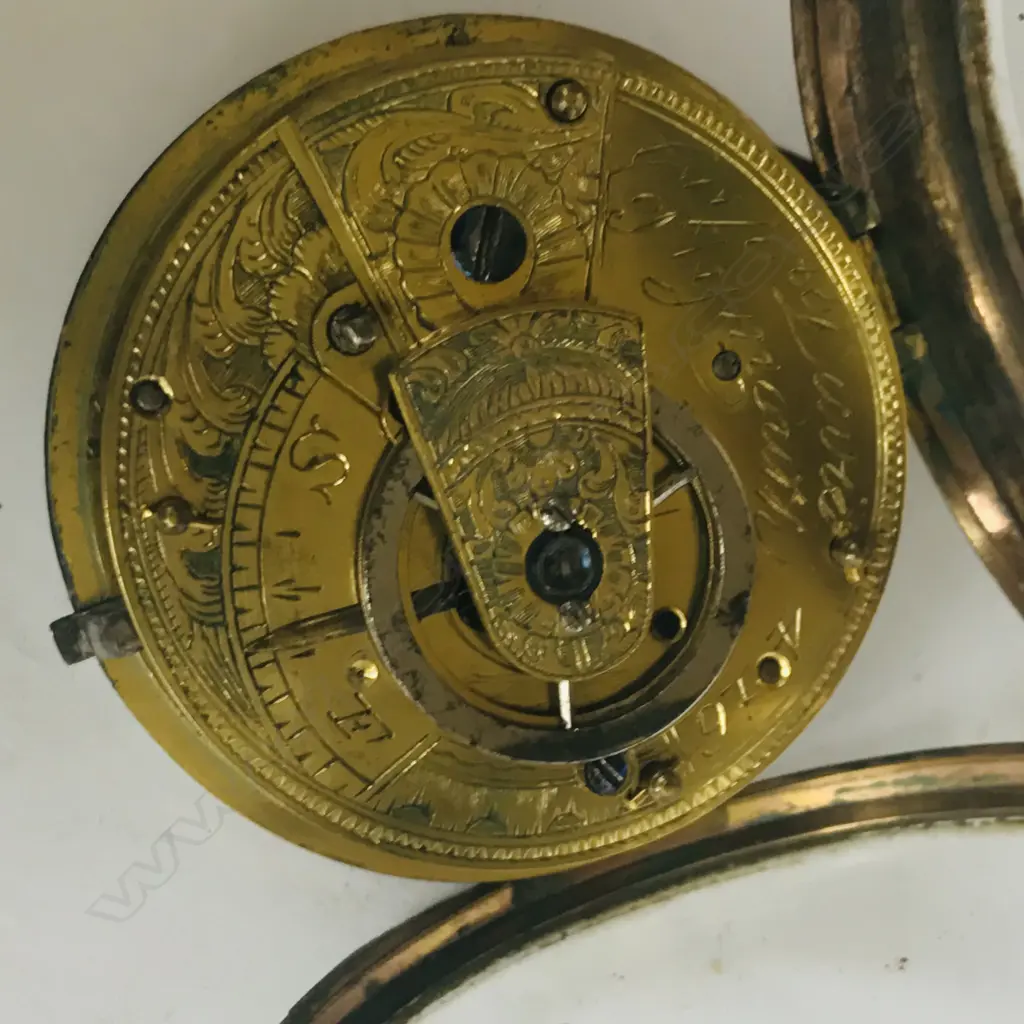 19thC gilt brass cased open faced, exhibition back pocket watch, signed Capt. Davis, Plymouth, number 416 Image 1++