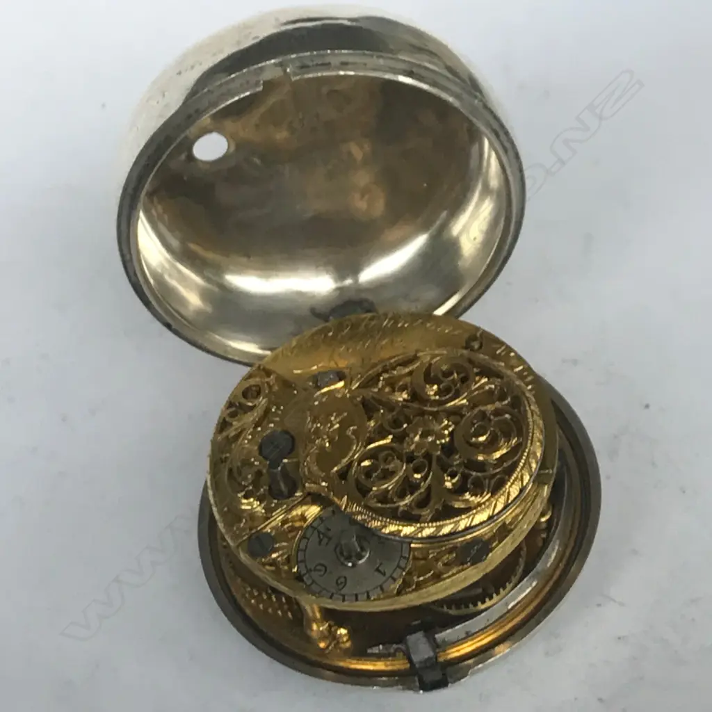 George III silver pair case pocket watch, by Wm. Johnson, London. Image 1++