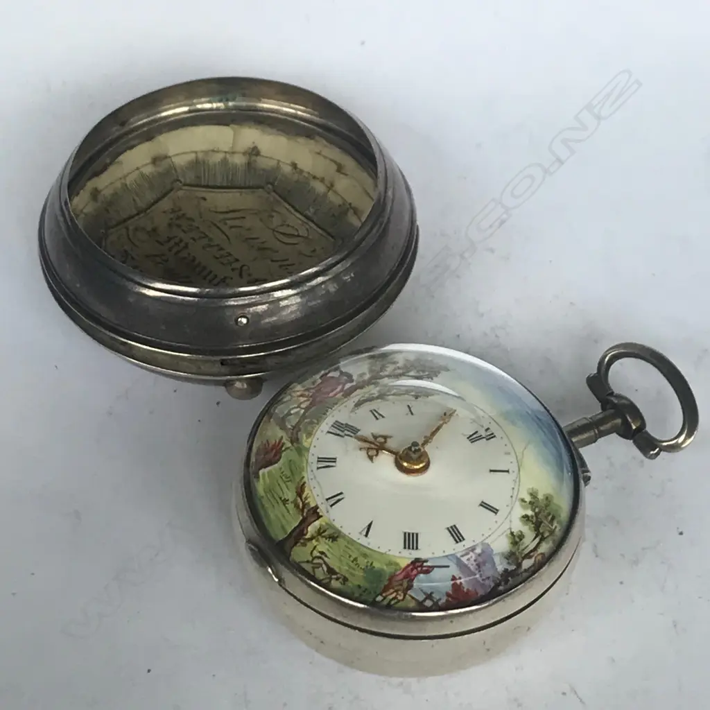 George III silver pair case pocket watch, by Wm. Johnson, London. Image 1++