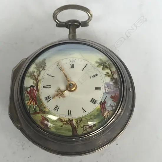 George III silver pair case pocket watch, by Wm. Johnson, London.
