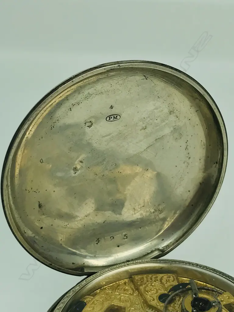 19thC Continental silver consular cased pocket watch with exhibition back, Image 1++