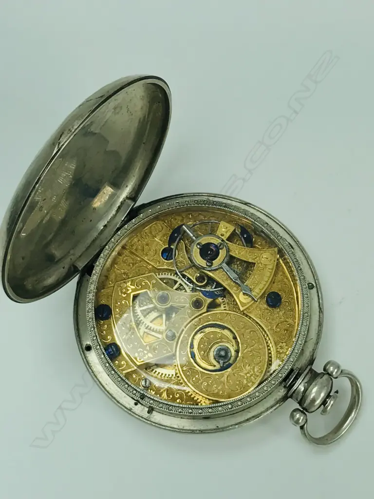 19thC Continental silver consular cased pocket watch with exhibition back, Image 1++