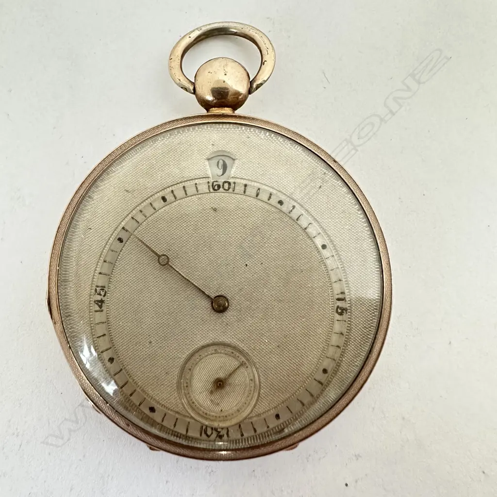 Swiss gold plated, keywind, jump hour, cylinder pocket watch by Courvoisier Frères (Swiss 1842-1882), Image 1++