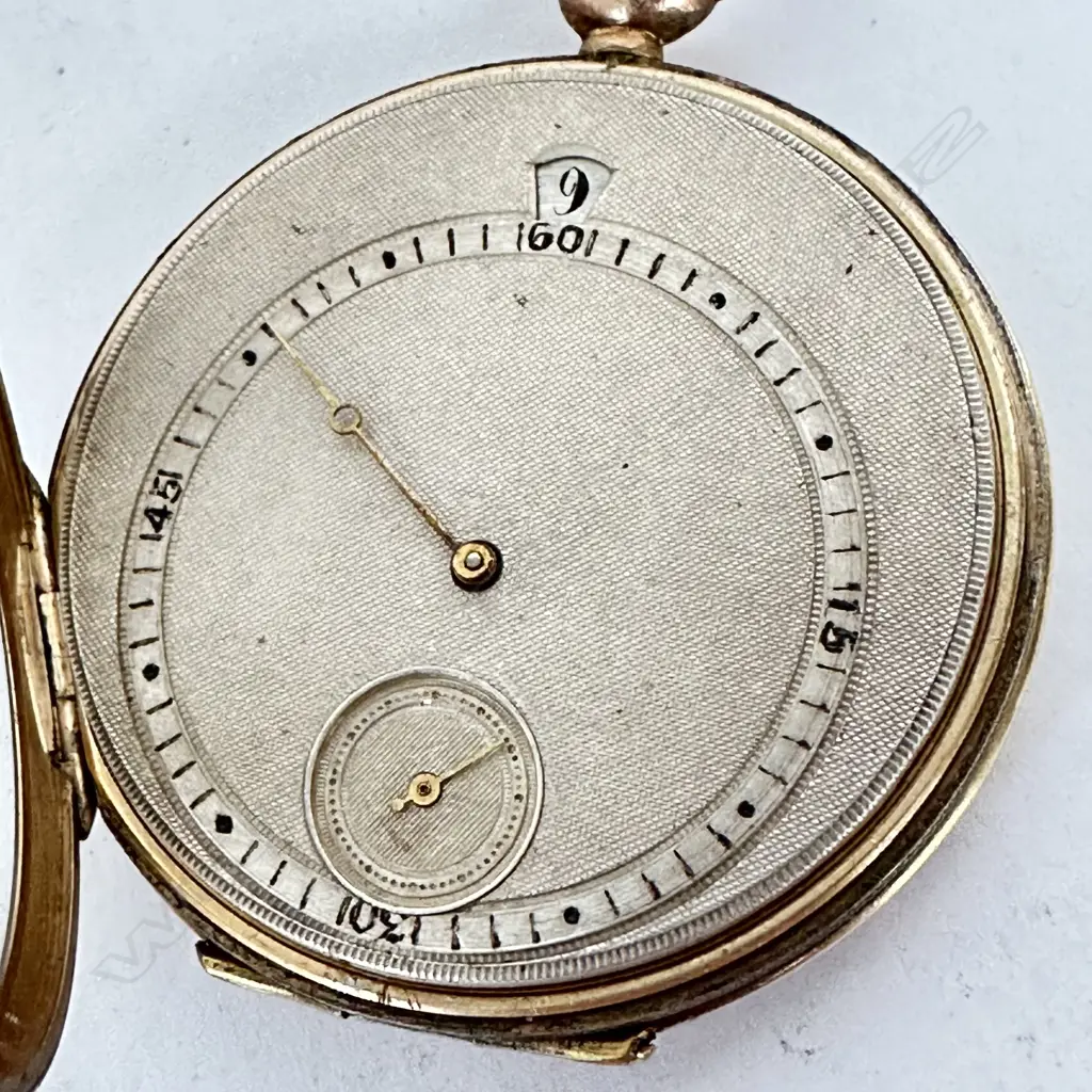 Swiss gold plated, keywind, jump hour, cylinder pocket watch by Courvoisier Frères (Swiss 1842-1882), Image 1++