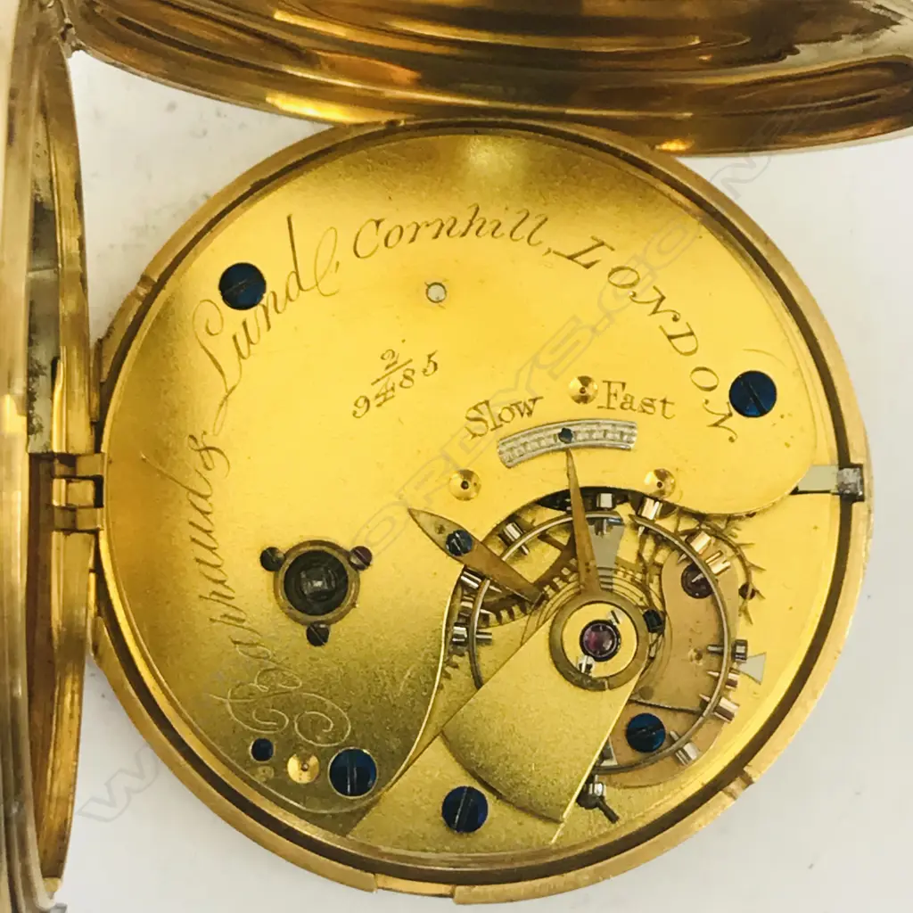 Victorian 18ct gold hunter pocket watch Barraud and Lund, Cornhill London, No.2/9485 Image 1++