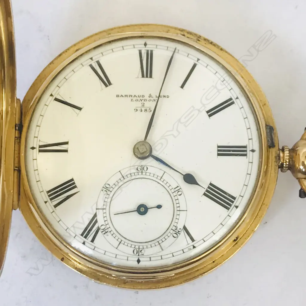 Victorian 18ct gold hunter pocket watch Barraud and Lund, Cornhill London, No.2/9485 Image 1++