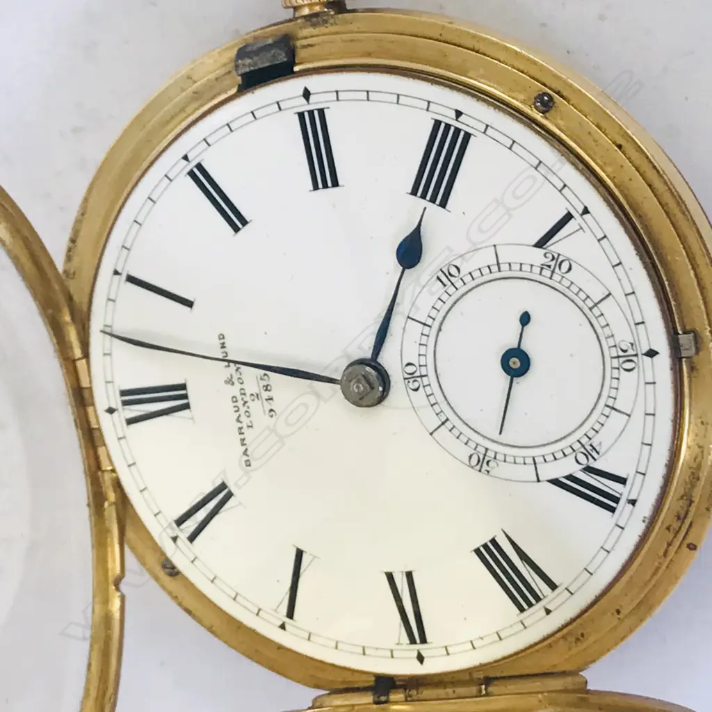 Victorian 18ct gold hunter pocket watch Barraud and Lund, Cornhill London, No.2/9485 Image 1++