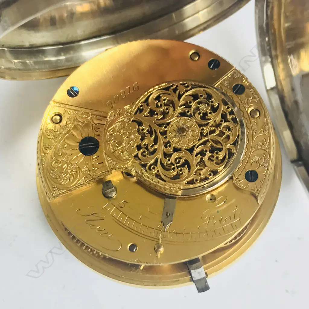 George III silver consular cased half hunter pocket watch, fusée verge movement, numbered 20216. Image 1++