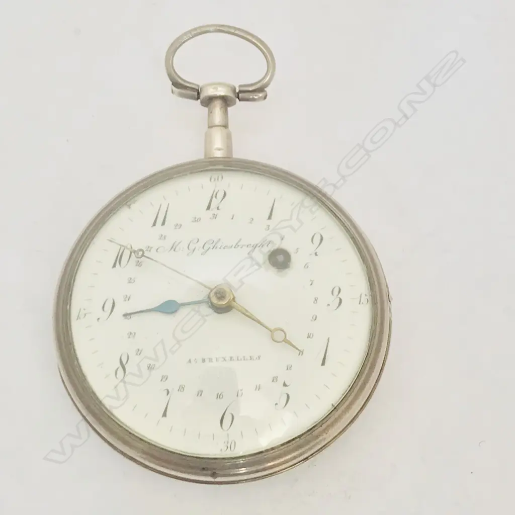 Early 19thC silver consular cased pocket watch, by M.G. Ghiesbreght a Bruxelles, Image 1++