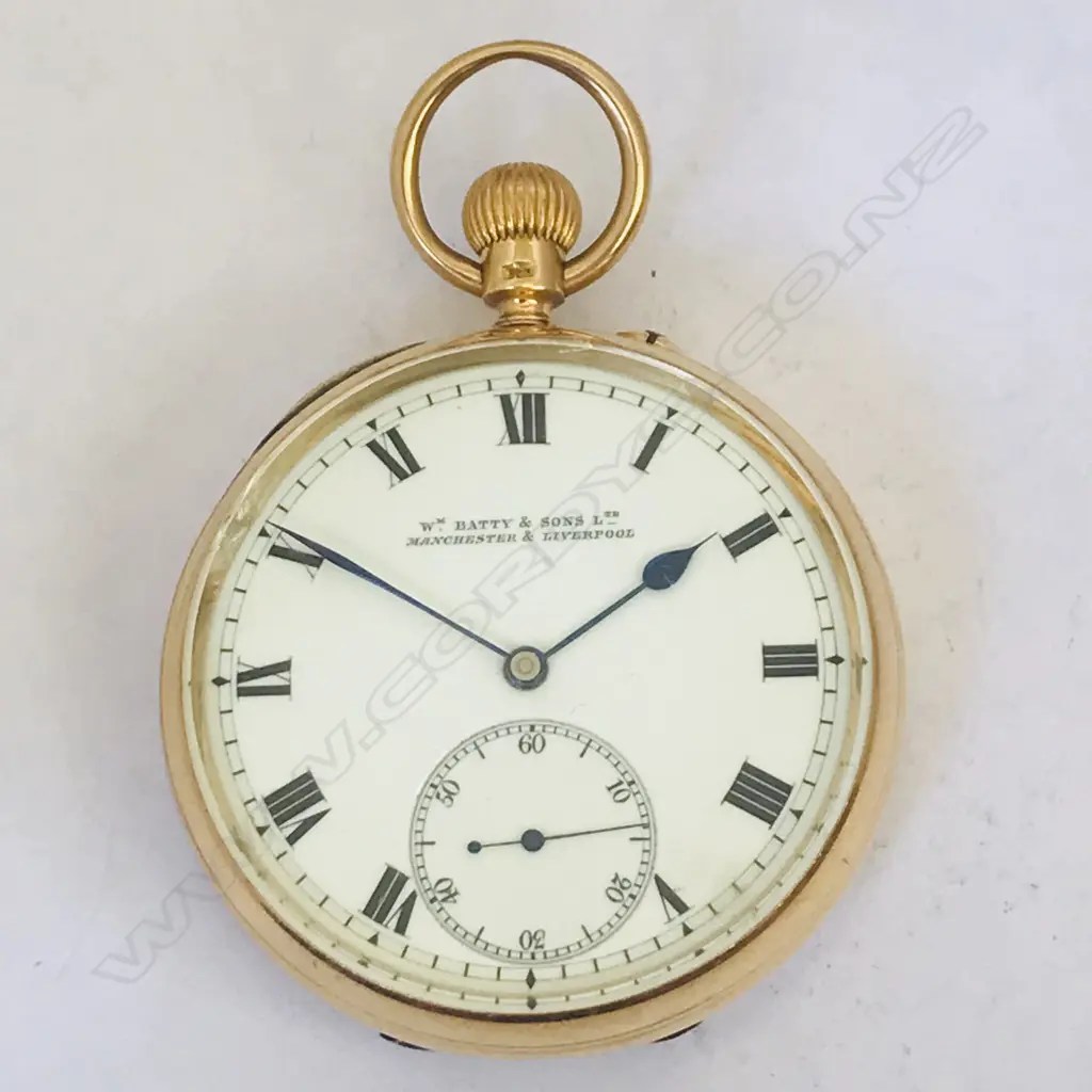 Edwardian 18ct gold open face pocket watch, by Batty & Sons, Manchester Image 1++