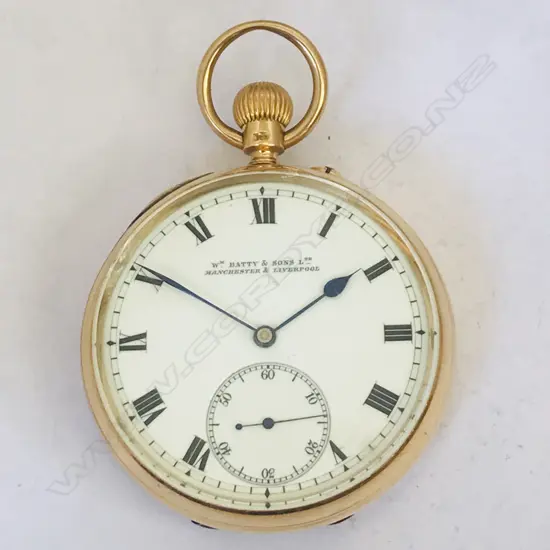 Edwardian 18ct gold open face pocket watch, by Batty & Sons, Manchester