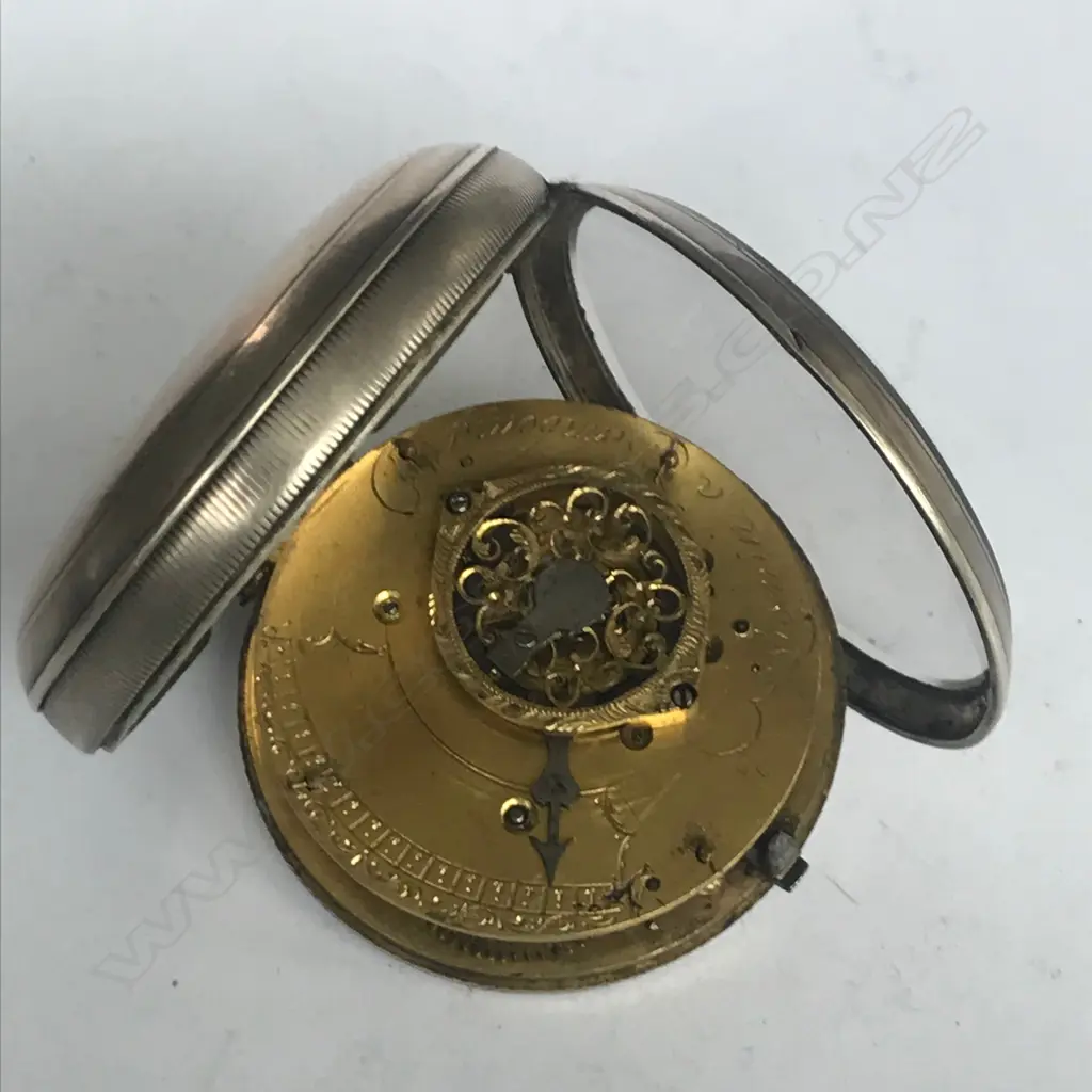 French silver consular cased pocket watch signed Liomin in Hambourg, with German verge movement. Image 1++