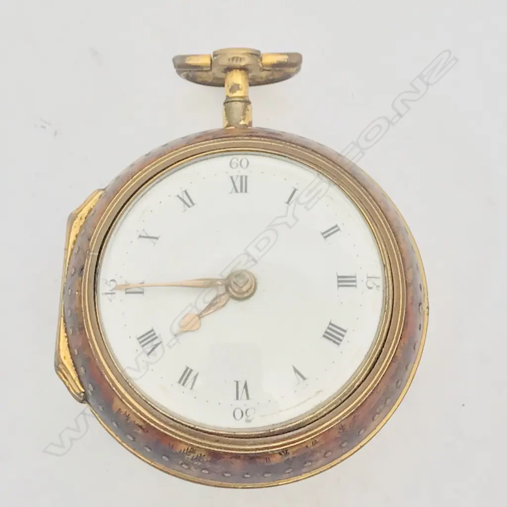 Underpainted horn pair case verge pocket watch, c.1780 Image 1++