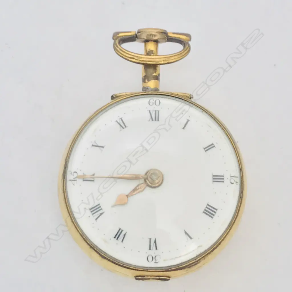 Underpainted horn pair case verge pocket watch, c.1780 Image 1++