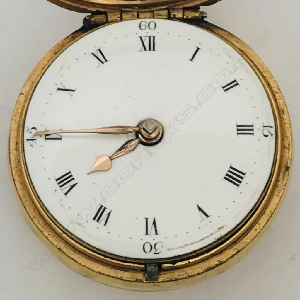 Underpainted horn pair case verge pocket watch, c.1780 Image 1++