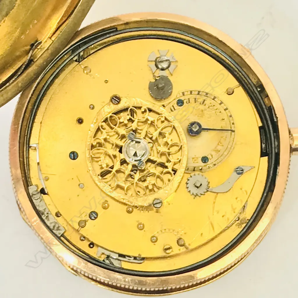 18ct gold French open face quarter repeater pocket watch, Image 1++
